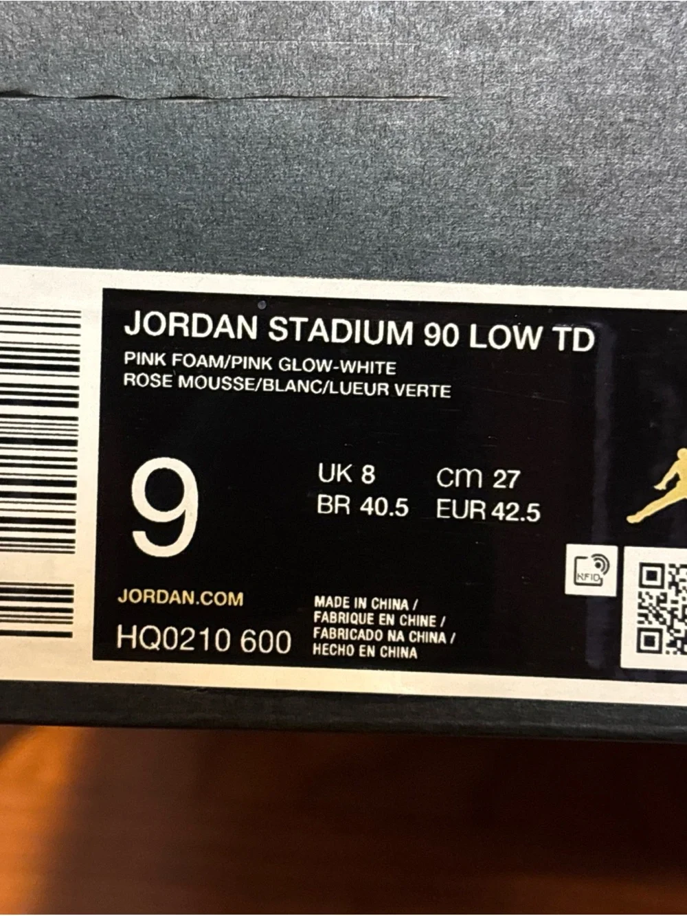 Air Jordan Stadium 90 Low TD Pink Foam HQ0210-600 Football Cleats Men’s Sz 9 NWB